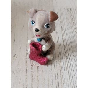 Flocked puppy AS IS pink glitter boot pet toy figure